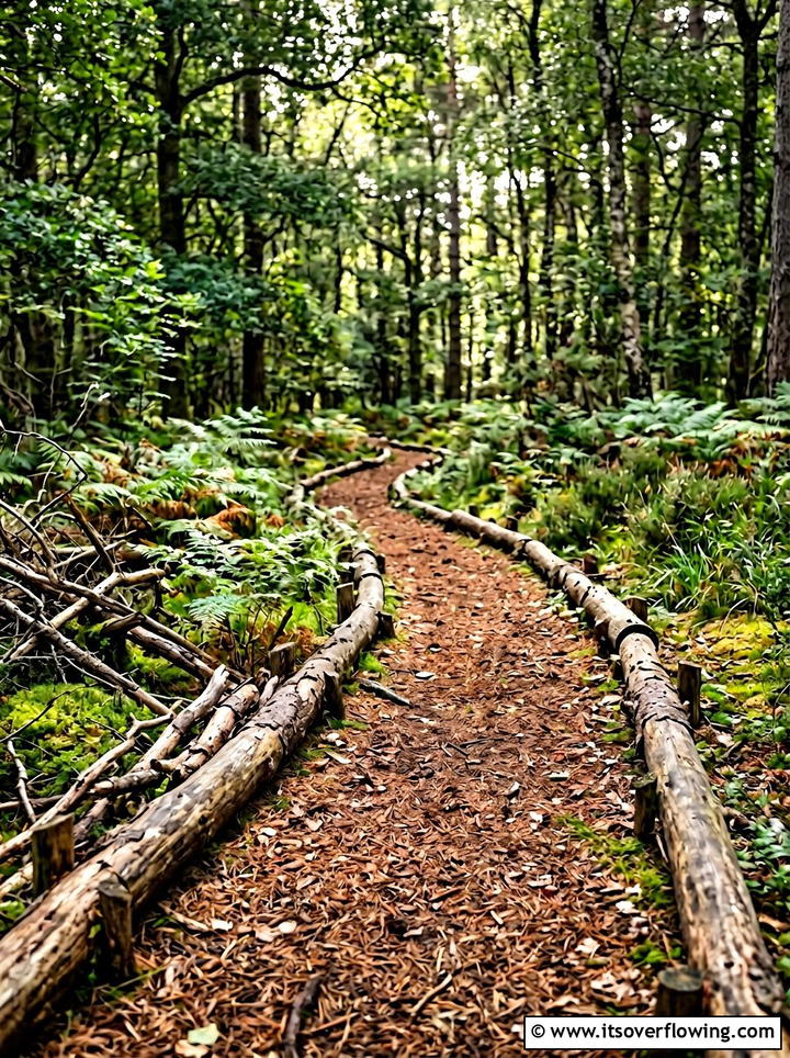 Woodland Path Log Edging - 25 backyard ideas with log edging