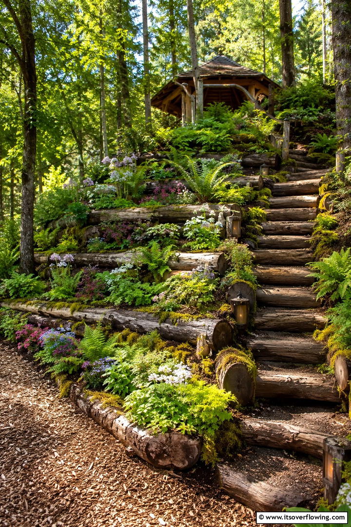 Woodland Tiered Retreat - 30 Tiered Garden Ideas for Sloped Yards and Visual Interest