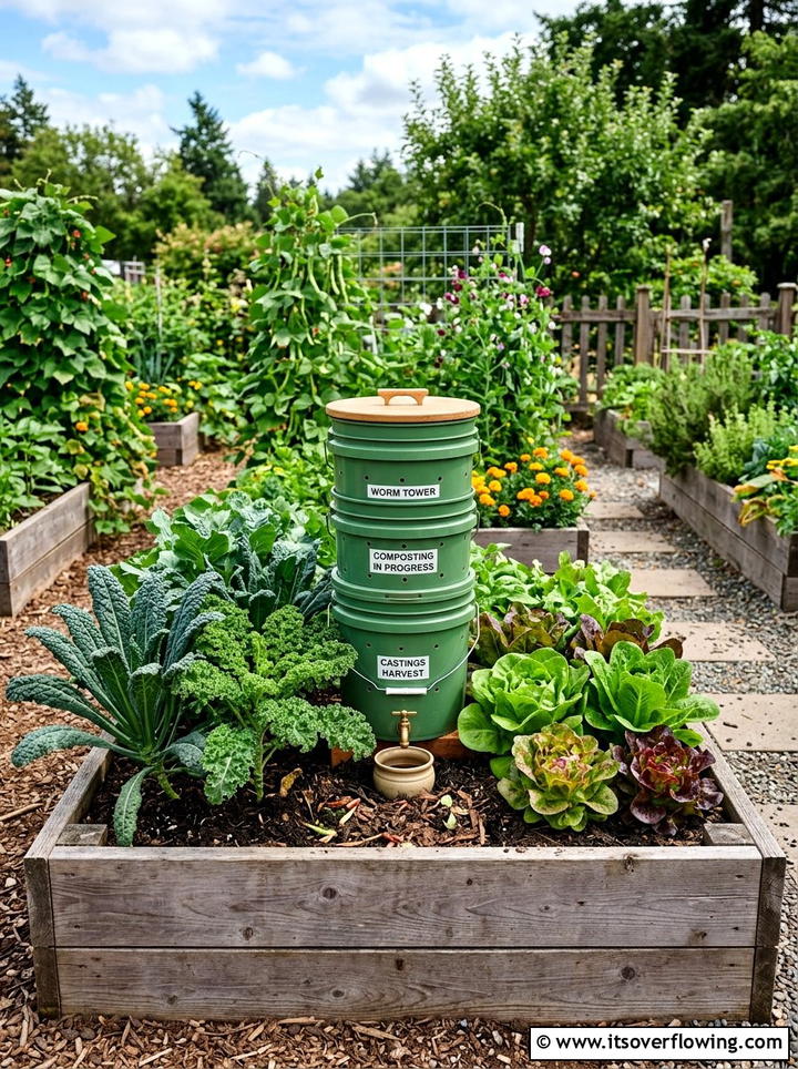 Worm Tower In Raised Bed - 25 recycled garden ideas with worm bins