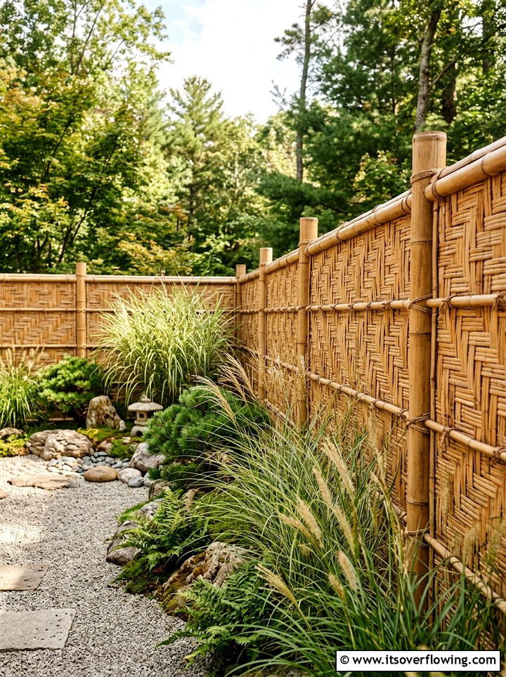 Woven Bamboo Fence - 25 garden decor ideas for zen gardens
