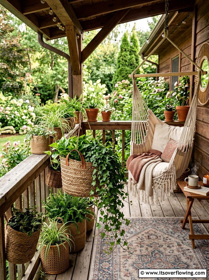 Woven Basket Planter - 25 front porch ideas with real plants