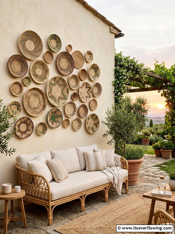 Woven Basket Wall Decor - 25 backyard decorating ideas with wall decor