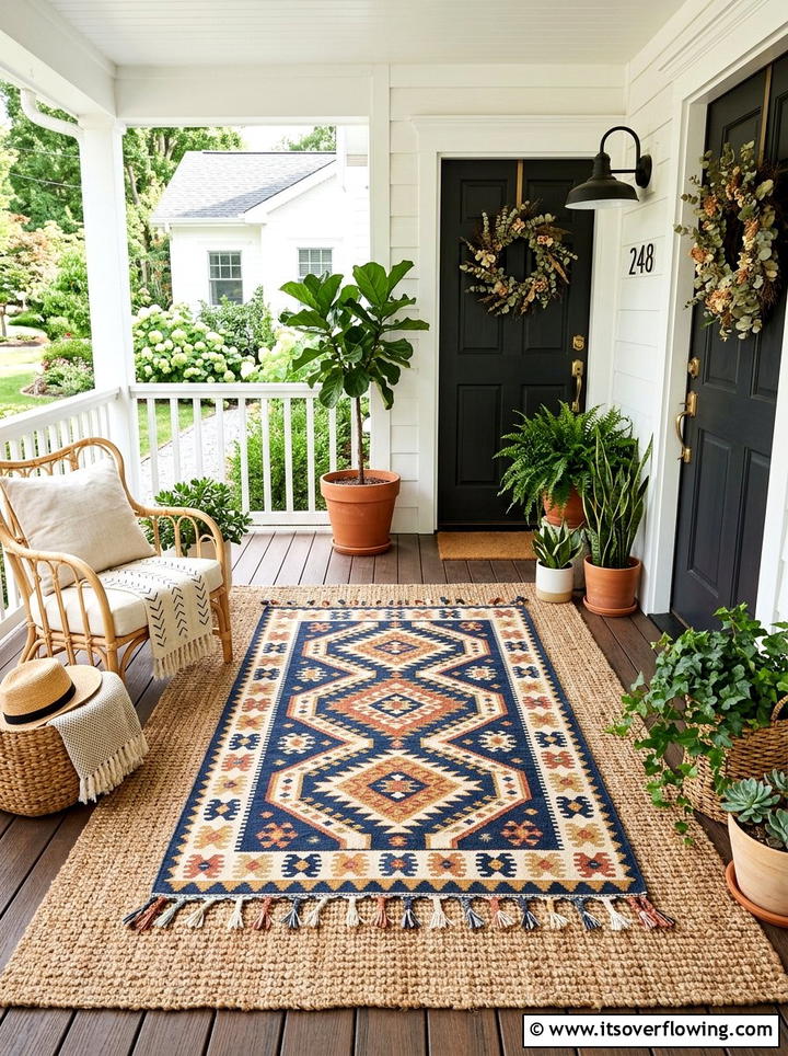 Woven Floor Pillows - 25 front porch decor ideas with boho textures