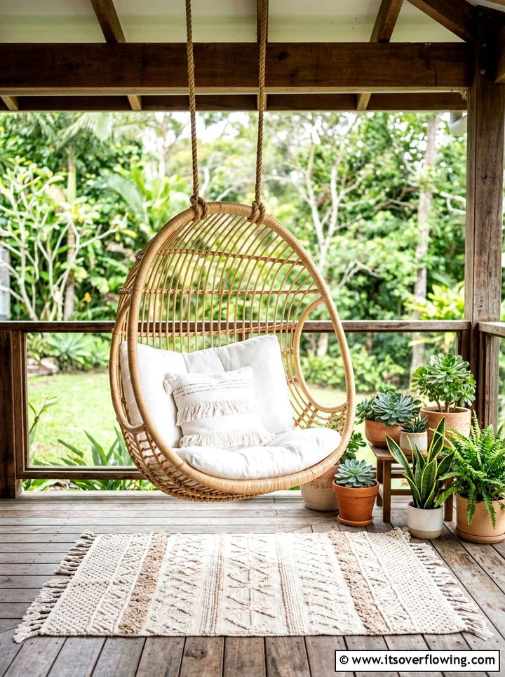 Woven Hanging Chair - 25 front porch ideas diy