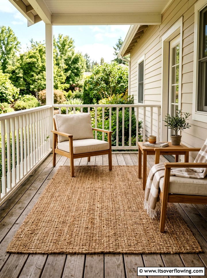 Woven Porch Rugs - 25 front porch decor ideas with neutral tones
