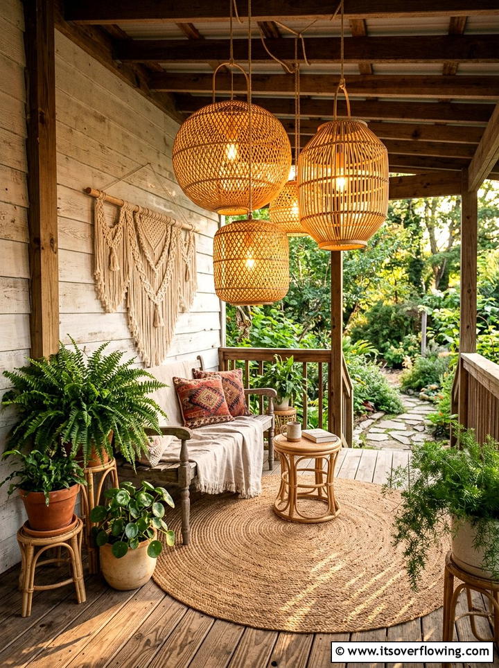 Woven Rattan Lanterns - 25 front porch decor ideas with lanterns