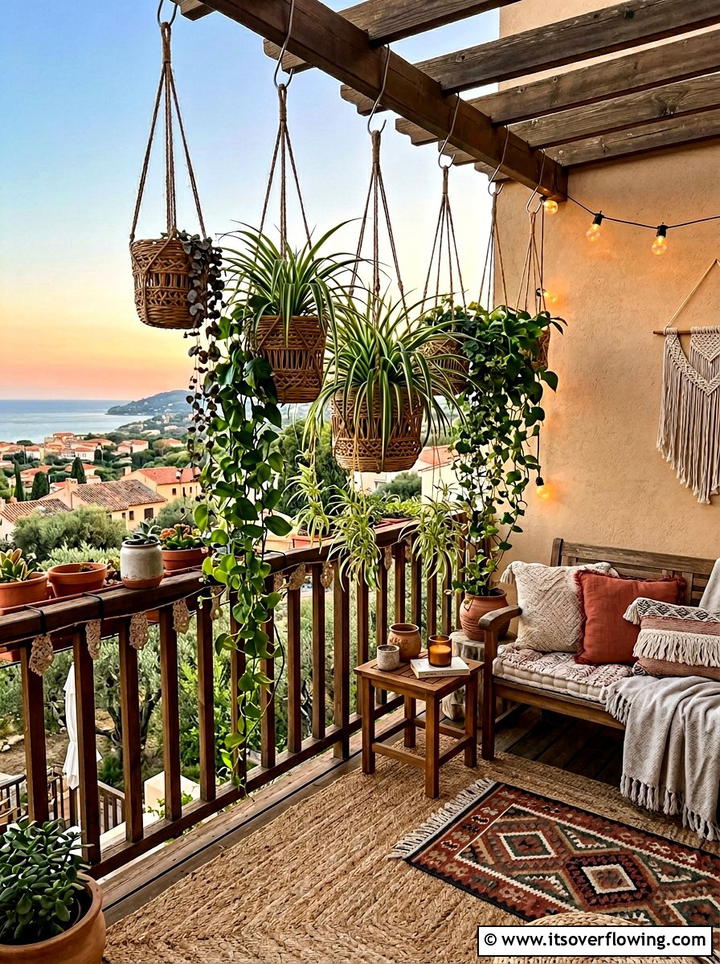 Woven Rattan Outdoor Planters - 25 small garden ideas with hanging baskets