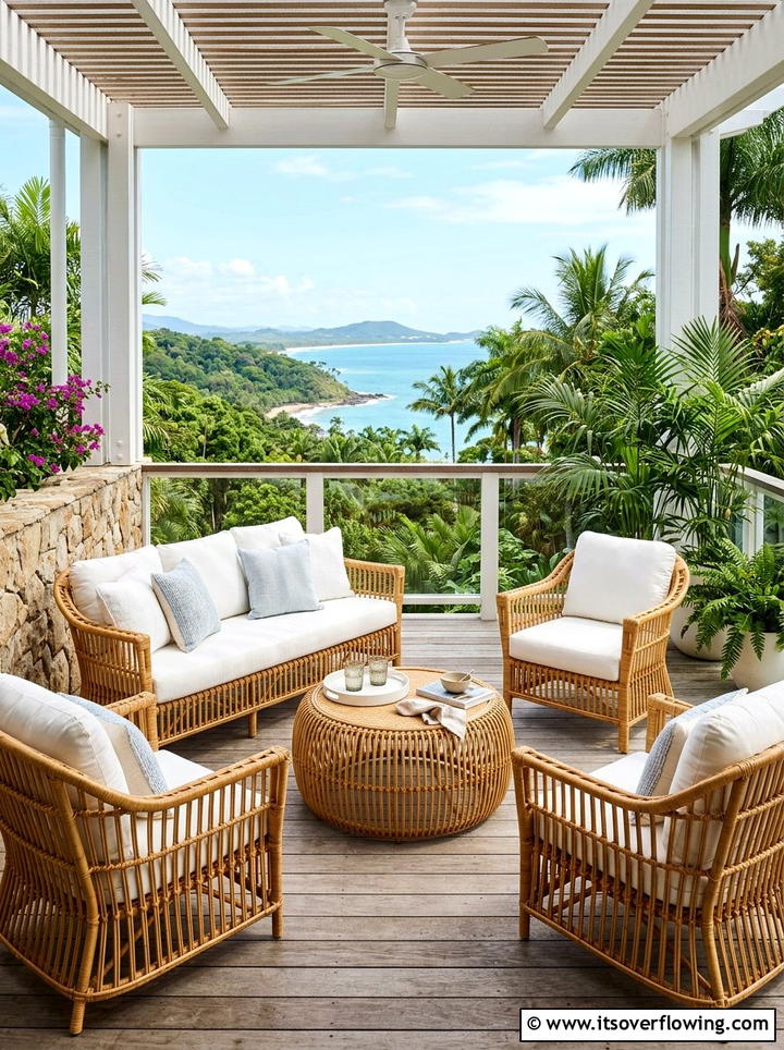 Woven Rattan Seating - 25 garden decor ideas for tropical gardens