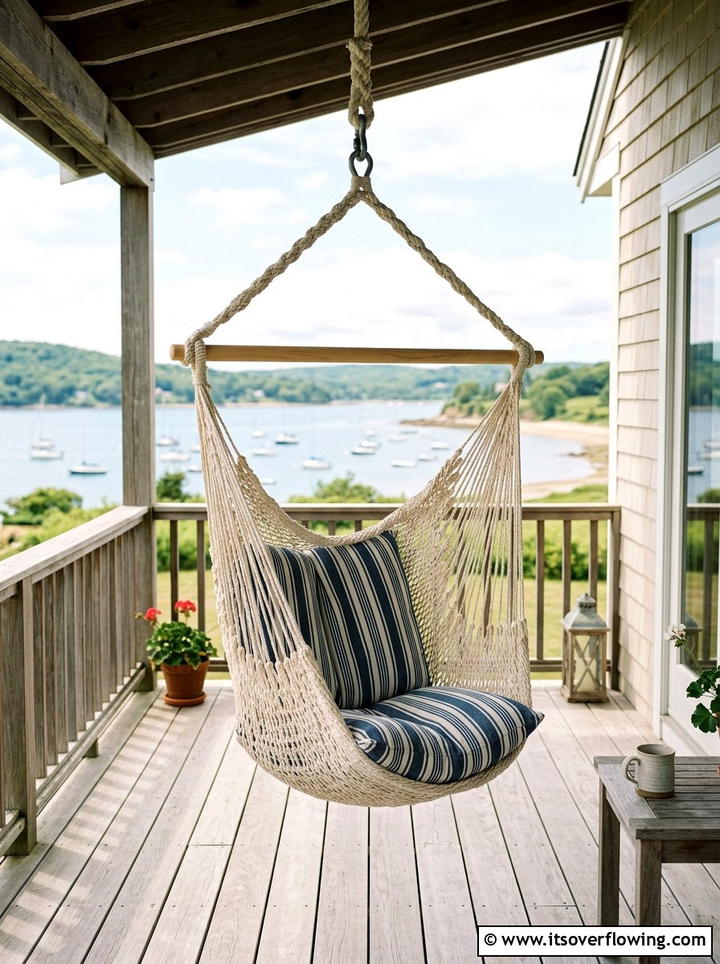 Woven Rope Hanging Chair - 25 front porch ideas with hanging chair