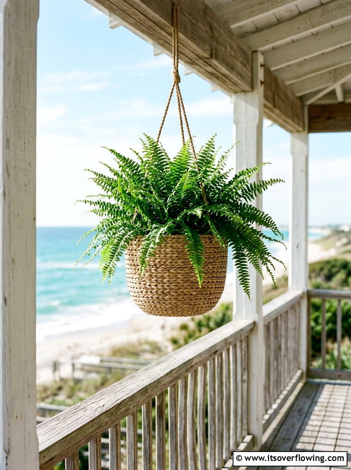 Woven Seagrass Hanging Basket - 25 garden ideas with hanging planters
