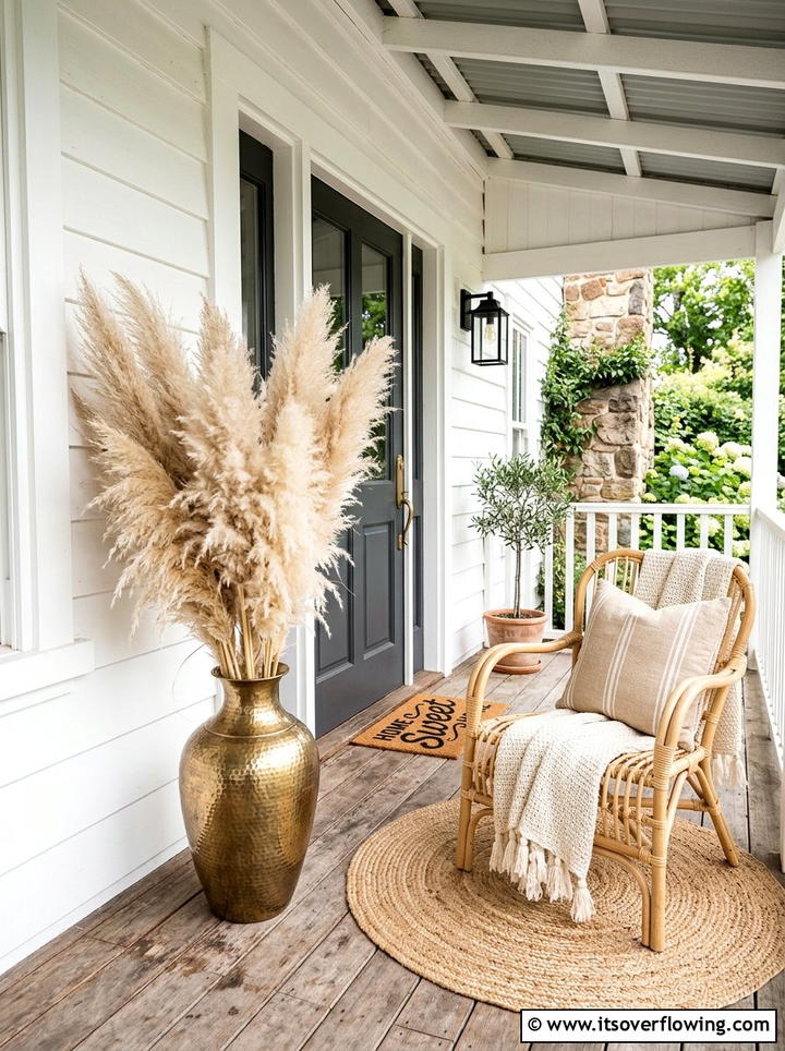 Woven Storage Trunks - 25 front porch decor ideas with boho textures