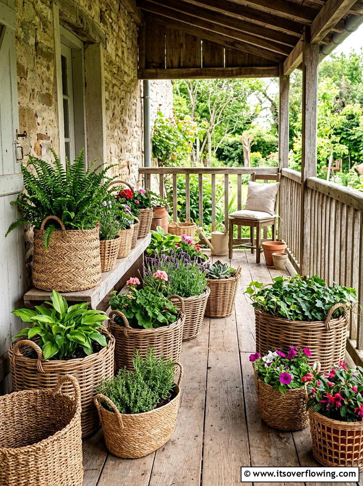 Woven Wicker Basket - 25 creative garden ideas with boho textures