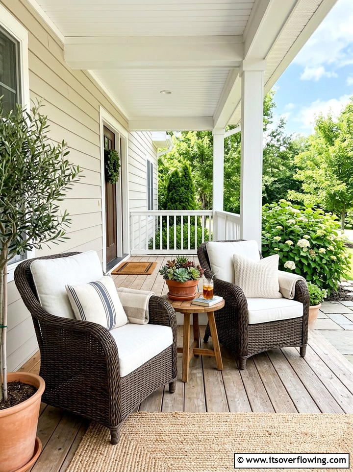 Woven Wicker Chairs - 25 front porch ideas for townhouses