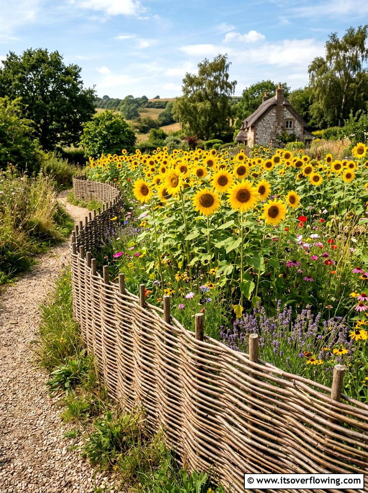 Woven Wicker Garden Fence - 25 garden decor ideas for pollinator gardens