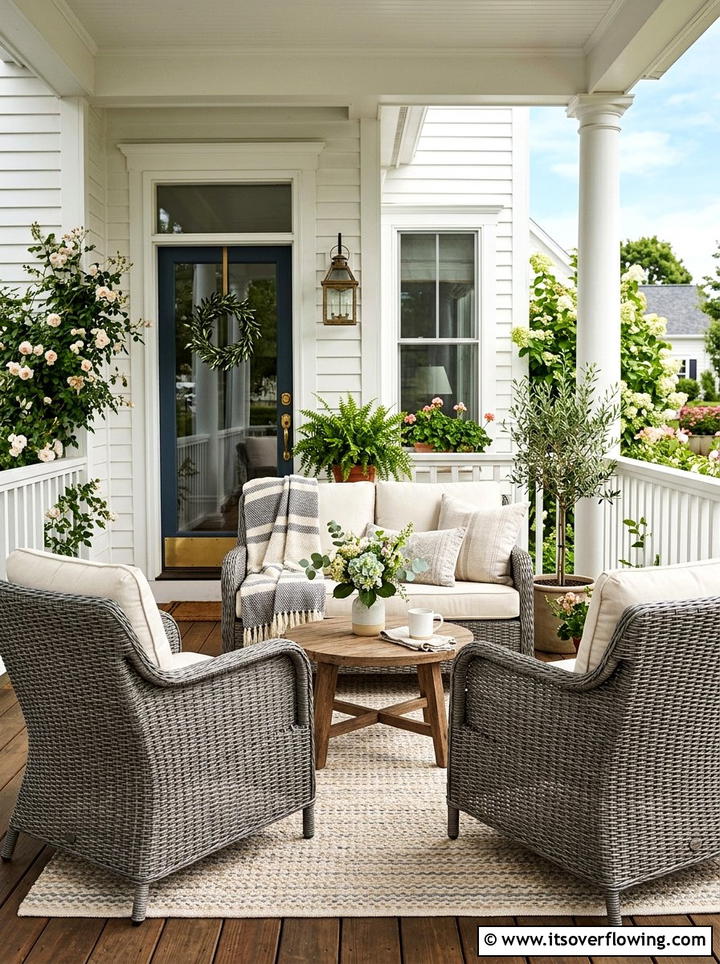 Woven Wicker Seating - 25 front porch ideas for south facing porch