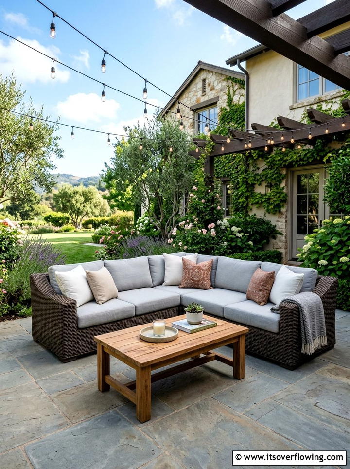 Woven Wicker Seating - 25 backyard decorating ideas with farmhouse accents
