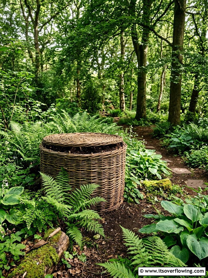 Woven Willow Compost Basket - 25 creative garden ideas with composting stations
