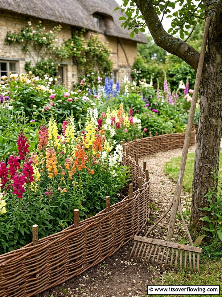 Woven Willow Edging - 25 small garden ideas with cottage style