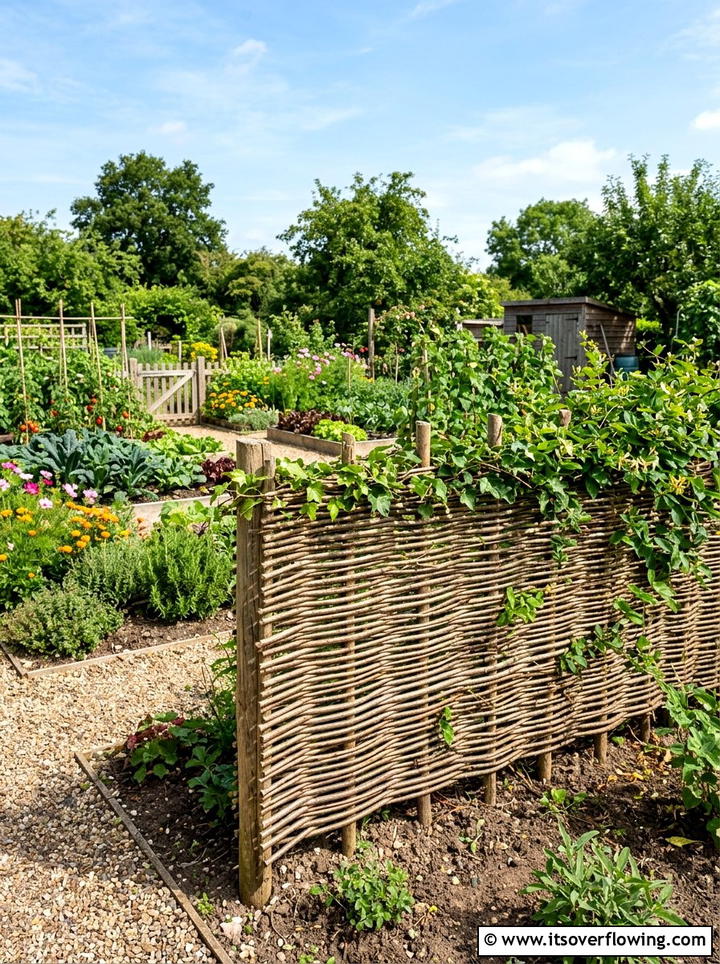 Woven Willow Fence - 25 garden ideas for farmhouse homes