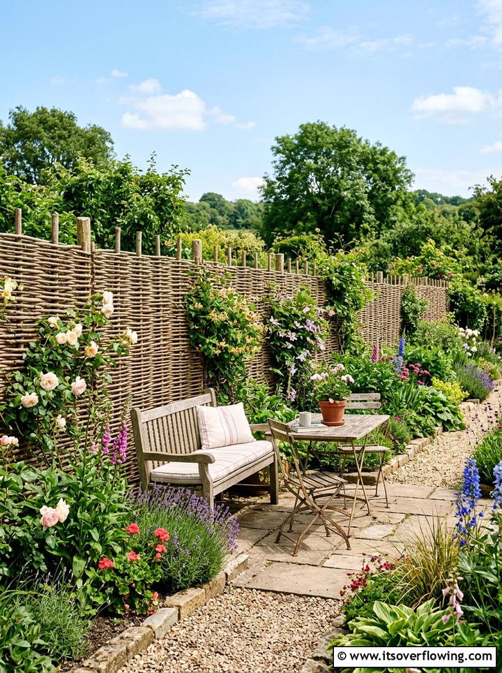 Woven Willow Fence - 25 creative garden ideas with rustic charm