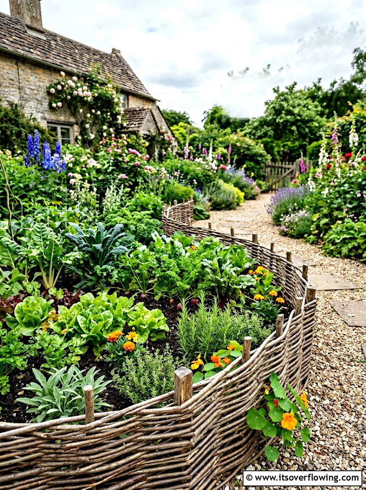 Woven Willow Garden Edge - 25 upcycled garden ideas with garden edging