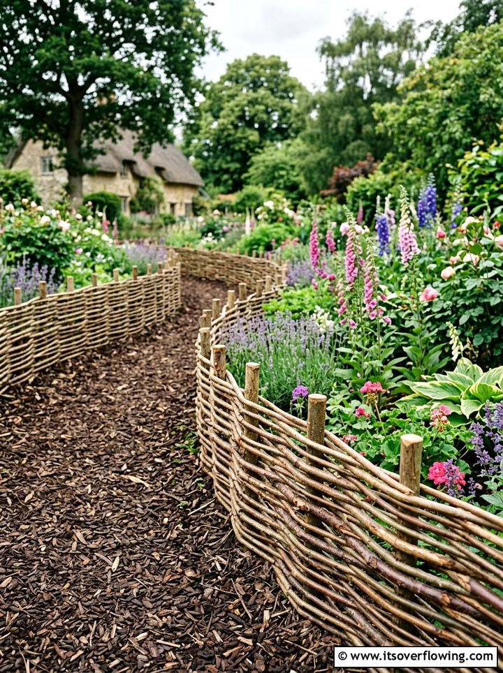 Woven Willow Garden Edging - 25 creative garden ideas with cottage layering