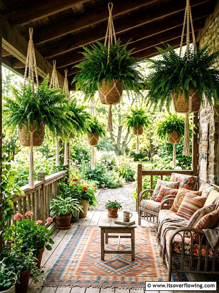 Woven basket hanging planter - 25 upcycled garden ideas with hanging planters