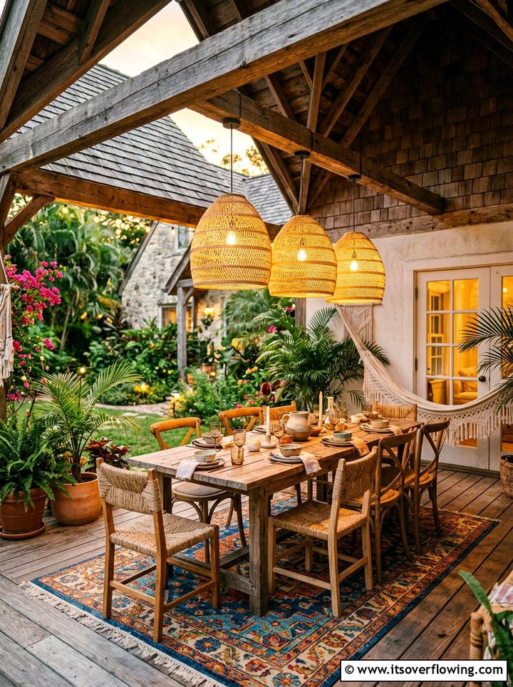 Woven basket pendant lights - 25 reusing old things ideas for outdoor lighting