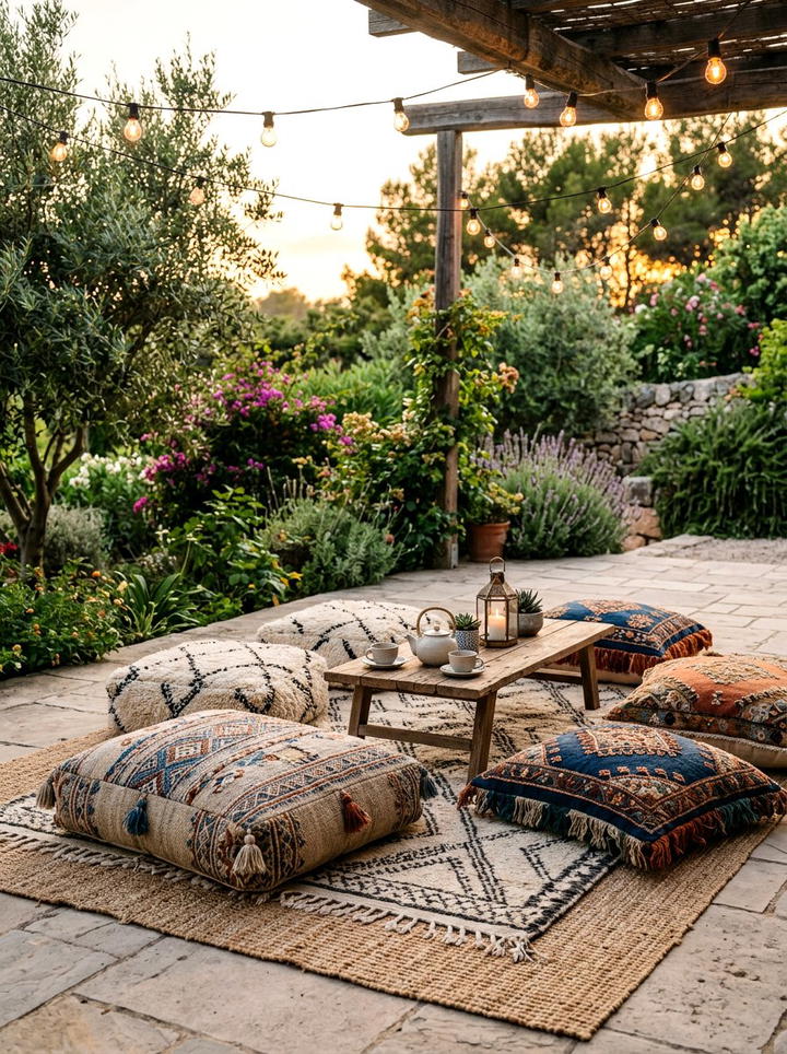 Woven grass patio umbrella - 25 backyard decorating ideas with coastal accents