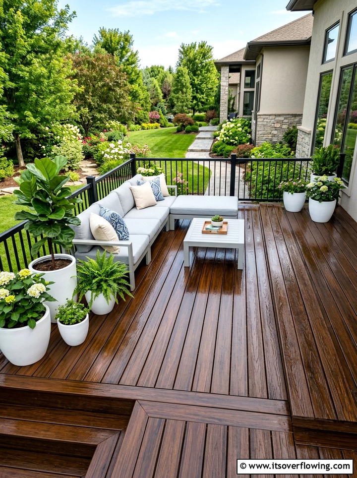 Woven rattan furniture set - 25 backyard decorating ideas with cozy lounge setup
