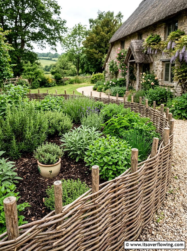 Woven wattle edging - 25 garden ideas with edging
