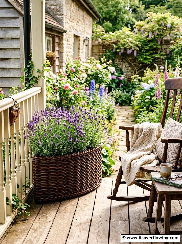 Woven wicker corner planter - 25 small garden ideas with corner planters