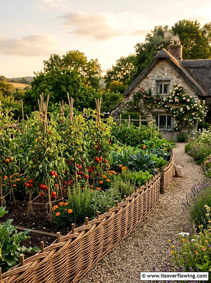 Woven willow border - 25 backyard ideas with edging