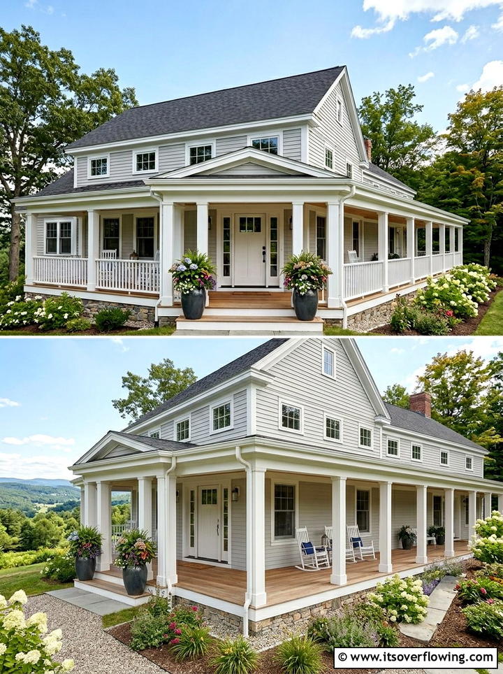 Wrap Around Porch - 25 front porch ideas with matching planters