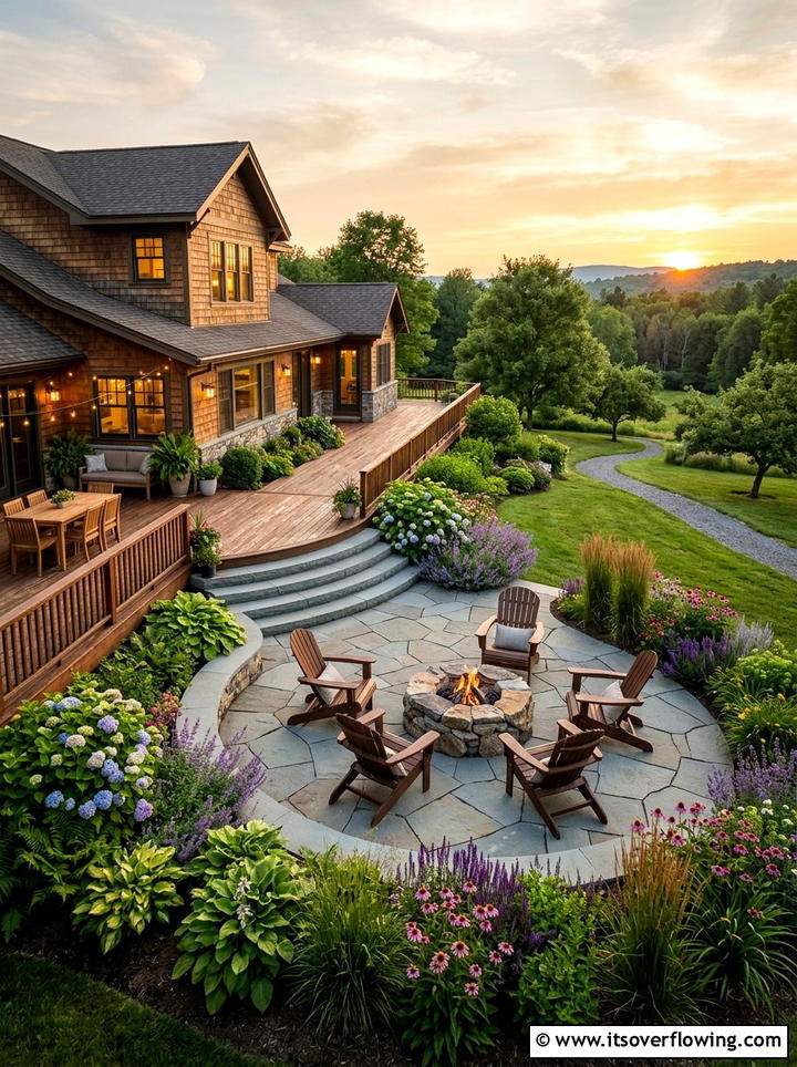 Wraparound Deck With Circular Patio - 25 garden design ideas with deck and patio