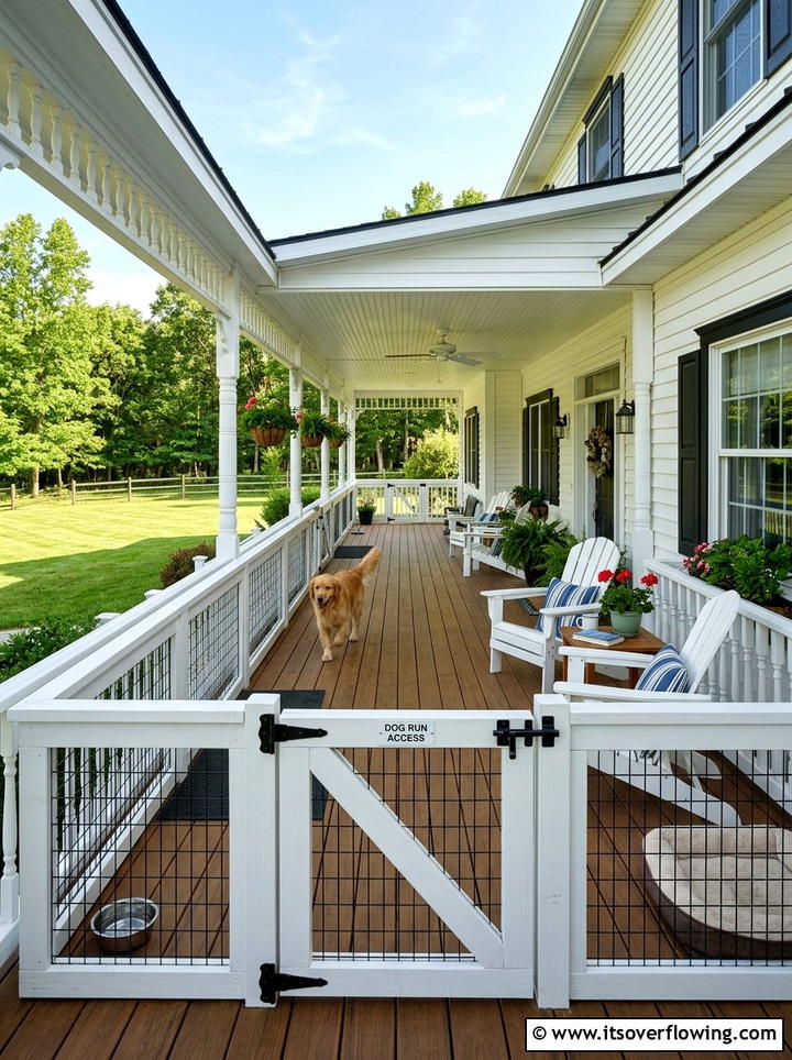 Wraparound Porch Dog Run - 25 front porch ideas with dog friendly setup