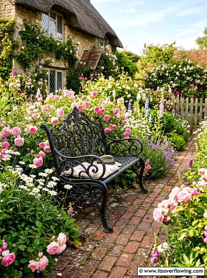 Wrought Iron Bench For Cottage Garden - 25 garden ideas with bench seating