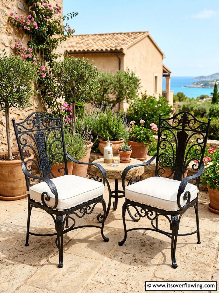 Wrought Iron Chair - 25 backyard ideas with mediterranean style