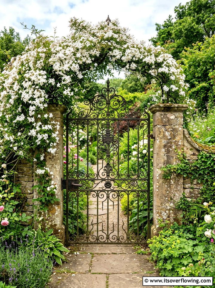 Wrought Iron Garden Gate - 25 creative garden ideas with cottage layering