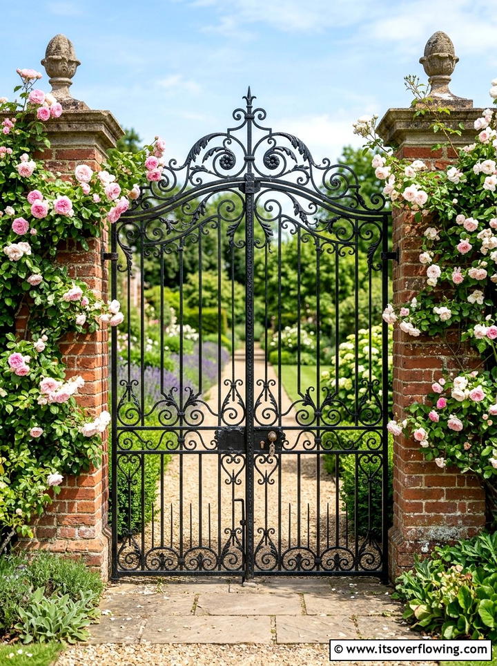 Wrought Iron Gate - 25 garden decor ideas with spring decor