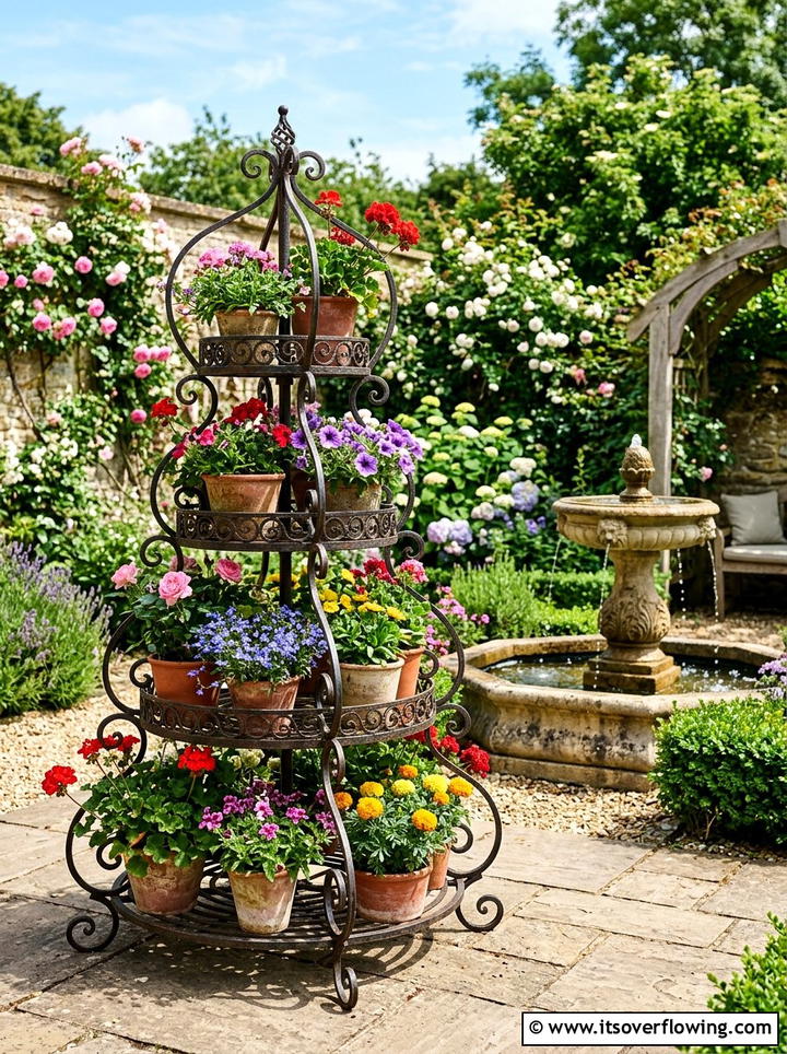 Wrought Iron Plant Stand - 25 backyard ideas with vertical garden