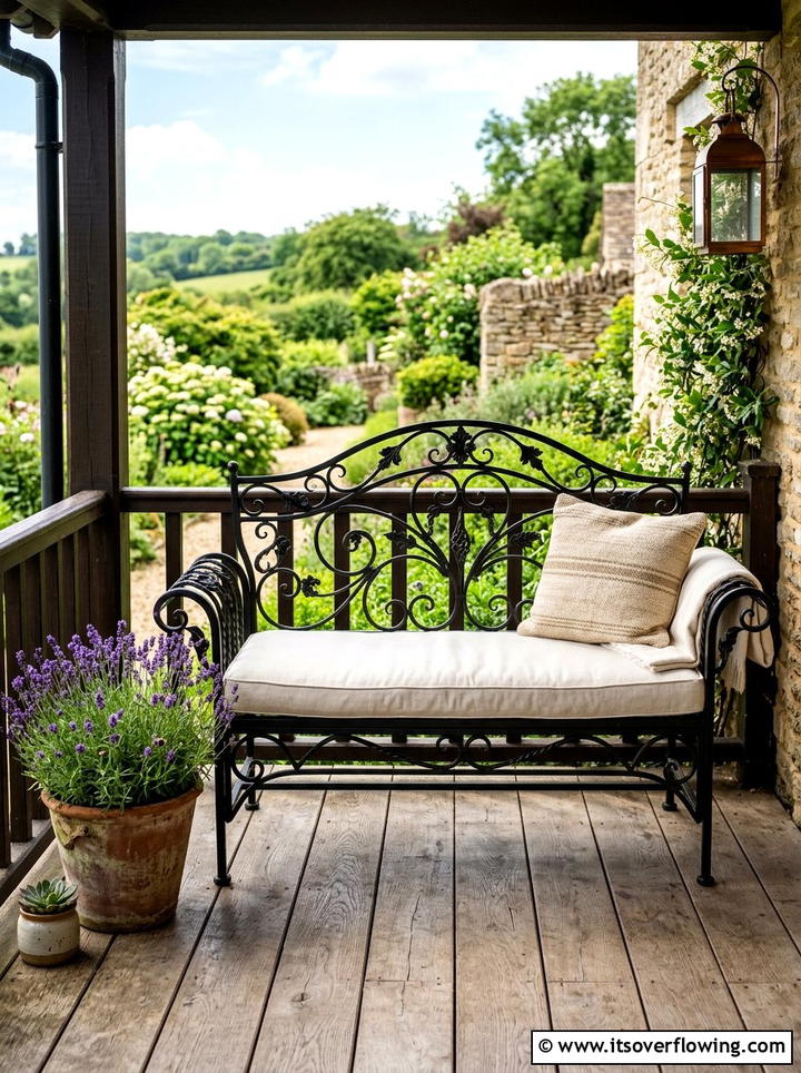 Wrought Iron Porch Bench - 25 front porch ideas with farmhouse style
