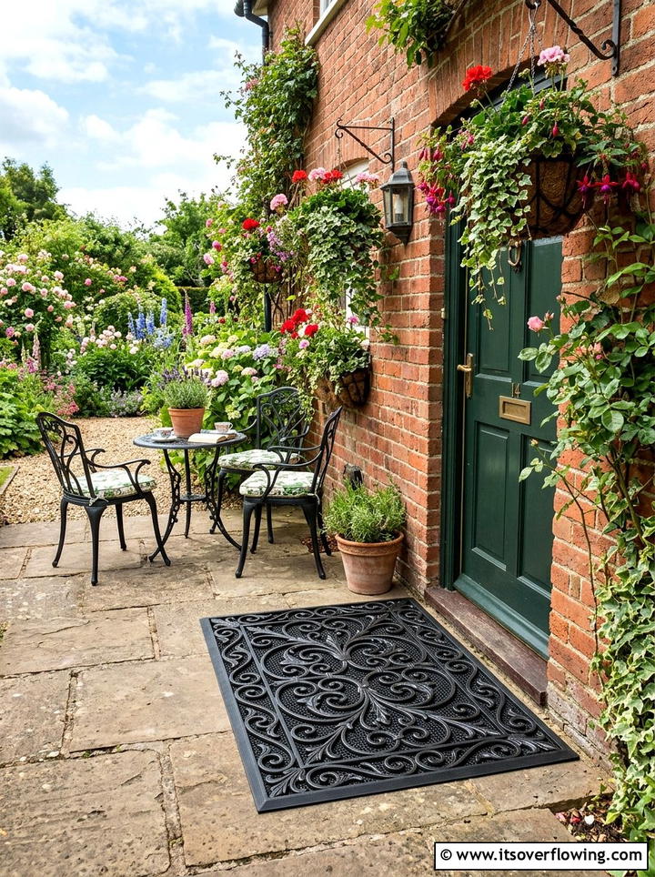 Wrought Iron Rubber Mat - 25 front porch ideas with doormat