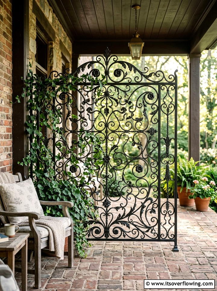 Wrought Iron Screen - 25 front porch ideas with privacy screens