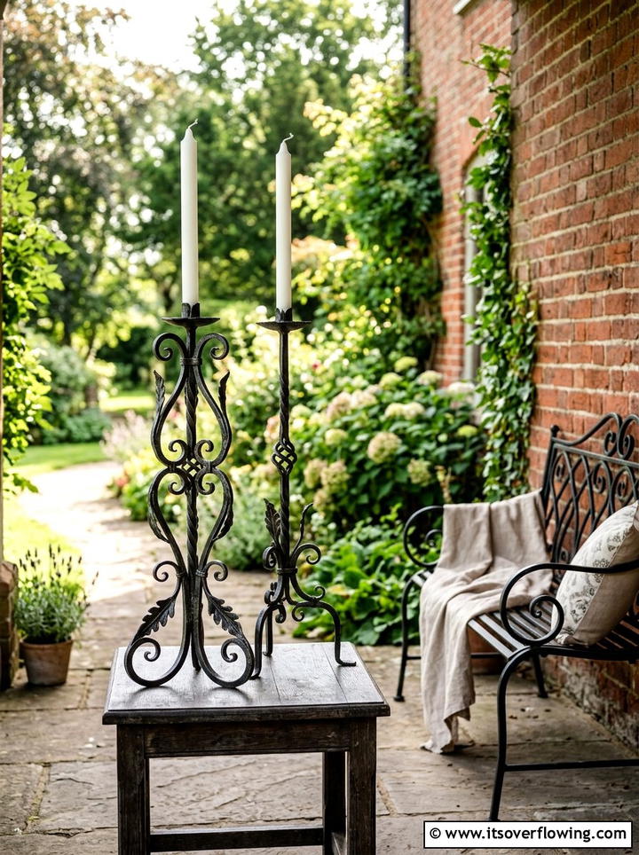 Wrought iron candle holders - 25 front porch decor ideas with candle holders
