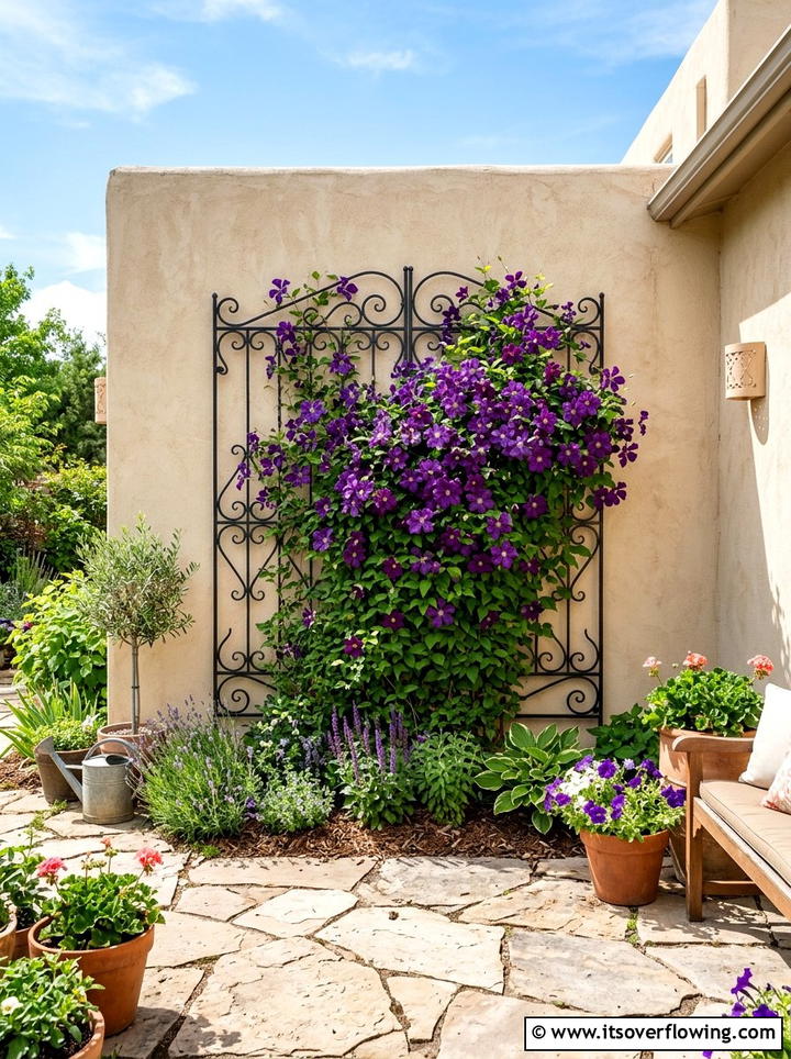 Wrought iron garden trellis - 25 garden decor ideas with wall art