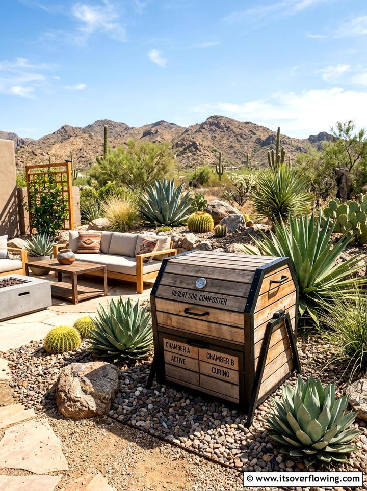 Xeriscape Friendly Composter - 25 backyard ideas with compost station
