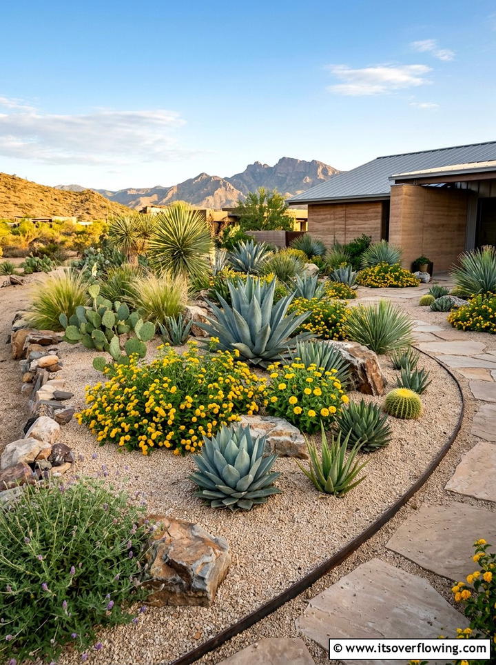 Xeriscape Garden - 25 backyard ideas with pollinator garden