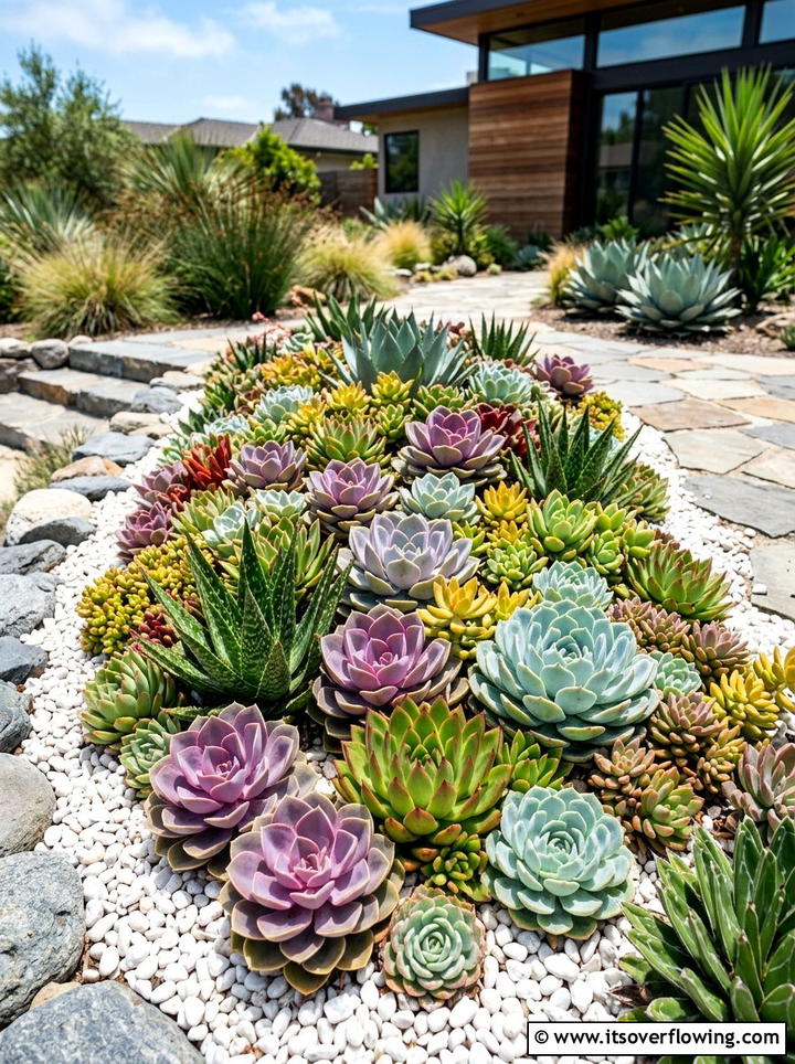 Xeriscape Succulent Bed - 25 garden decor ideas for desert gardens