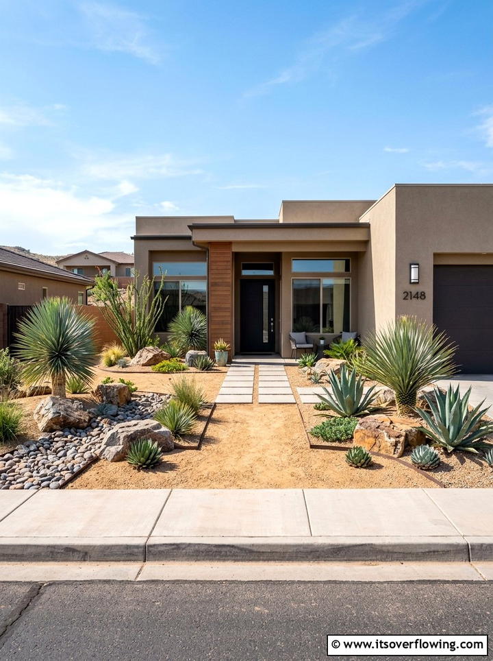 Xeriscape front yard - 25 creative garden ideas with low maintenance design